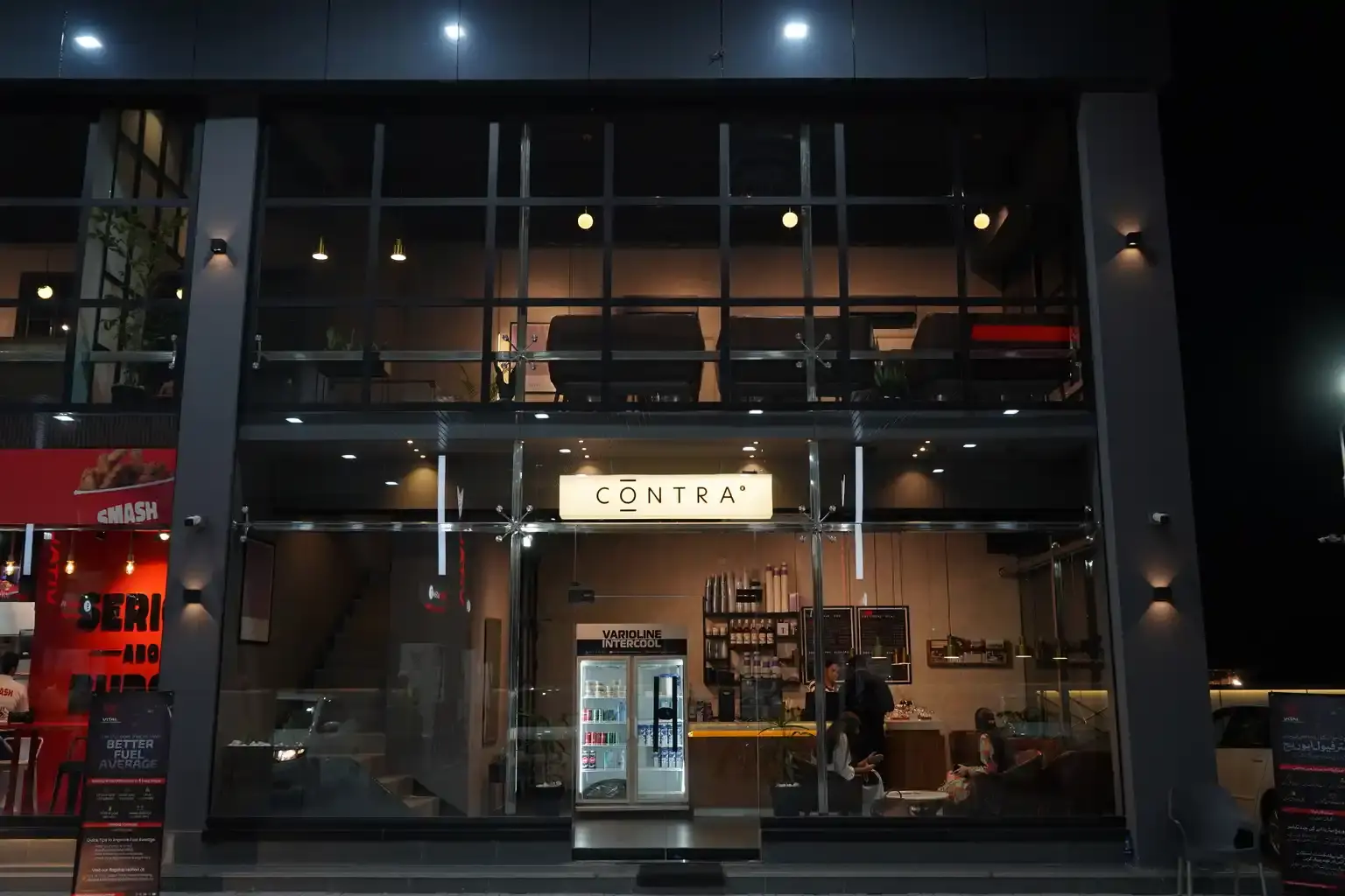 Contra coffee shop counter and range at a Vital retail station